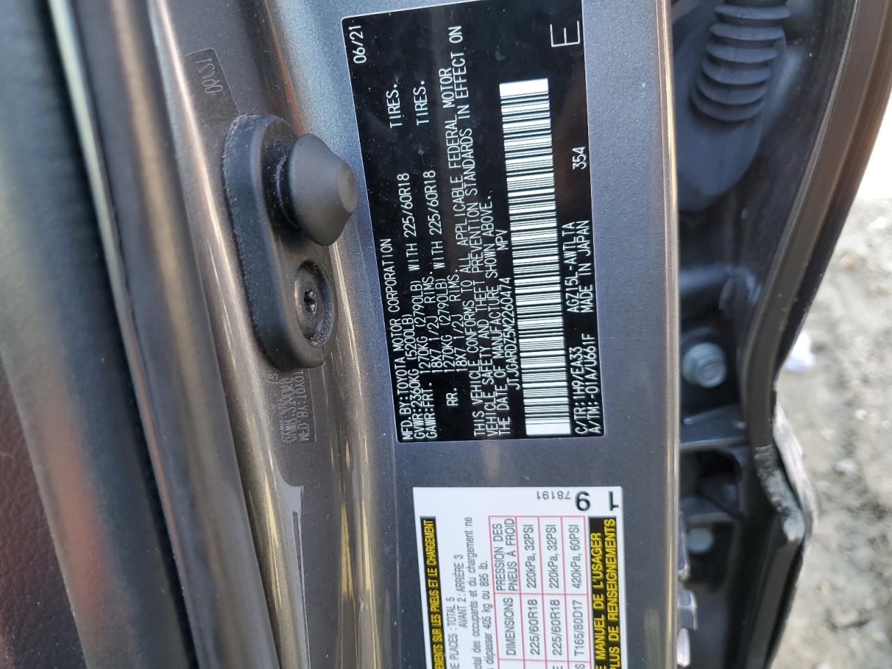 2021 Lexus NX VIN JTJGARDZ5M2260474 Copart auction photo, front end damage thumbnail 13
