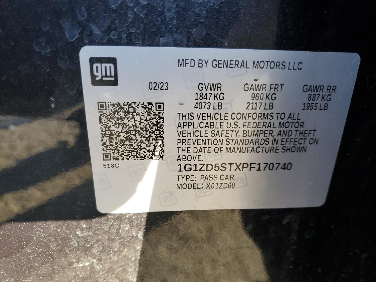 2023 Chevrolet Malibu VIN 1G1ZD5STXPF170740 Copart auction photo, front end damage thumbnail 13
