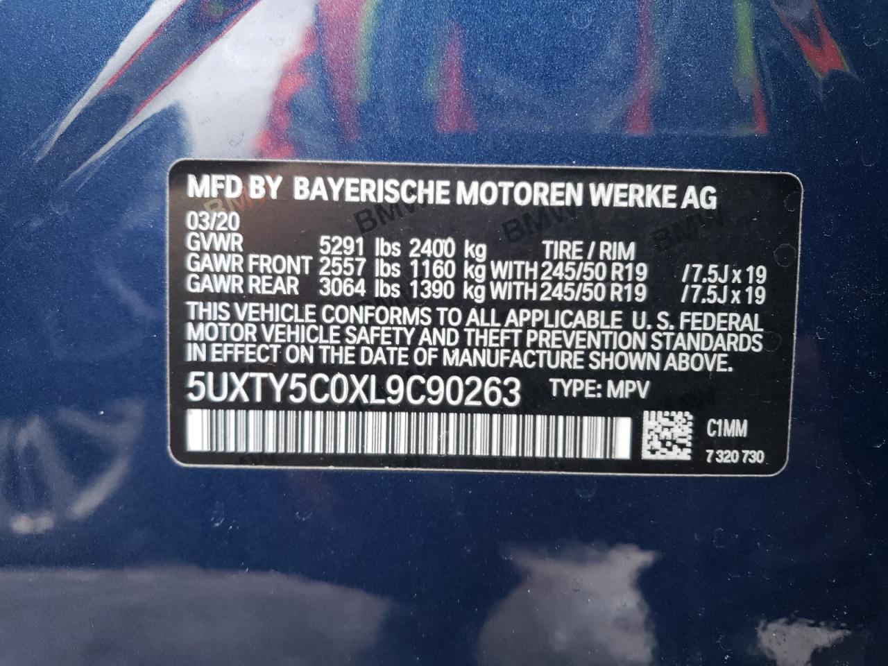 2020 BMW X3 VIN 5UXTY5C0XL9C90263 Copart auction photo, front end damage thumbnail 13
