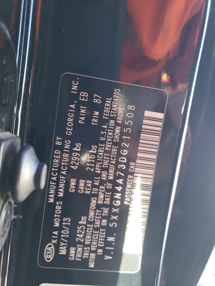 2013 KIA Optima VIN 5XXGN4A73DG215508 Copart auction photo, front end / minor dent/scratches damage thumbnail 13
