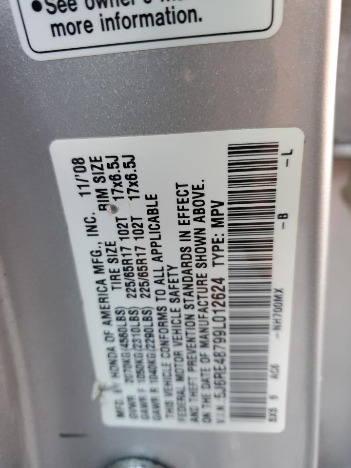 2009 Honda CR-V VIN 5J6RE48799L012624 Copart auction photo, side damage thumbnail 13