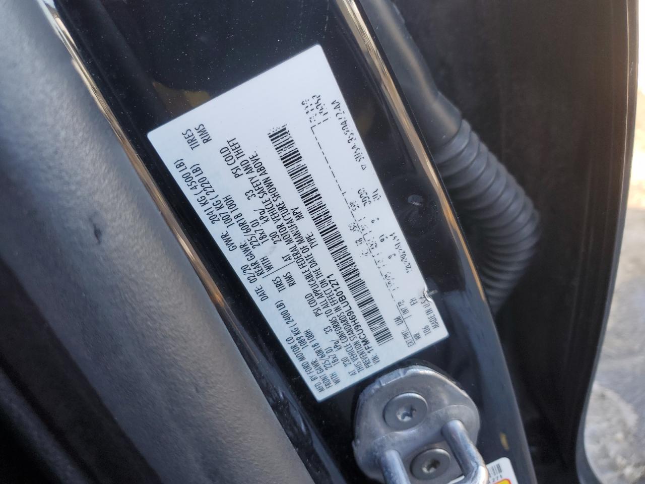 2020 Ford Escape VIN 1FMCU9H69LUB01271 Copart auction photo, front end damage thumbnail 13