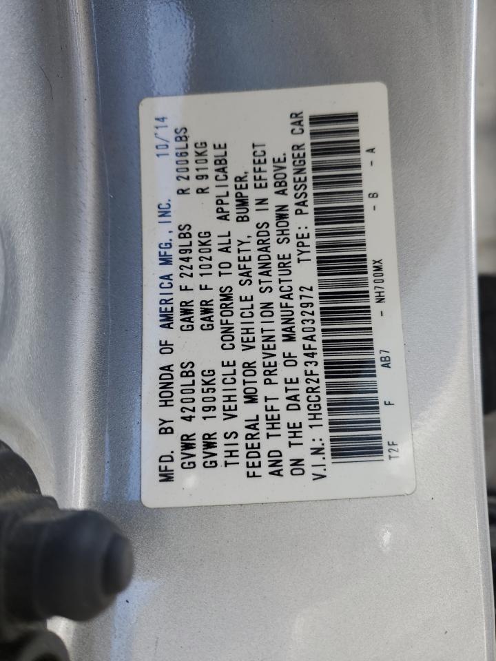 2015 Honda Accord VIN 1HGCR2F34FA032972 Copart auction photo, front end / rear end damage thumbnail 15