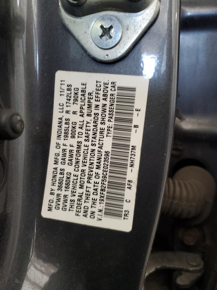 2012 Honda Civic VIN 19XFB2F59CE023596 Copart auction photo, front end / side damage thumbnail 12