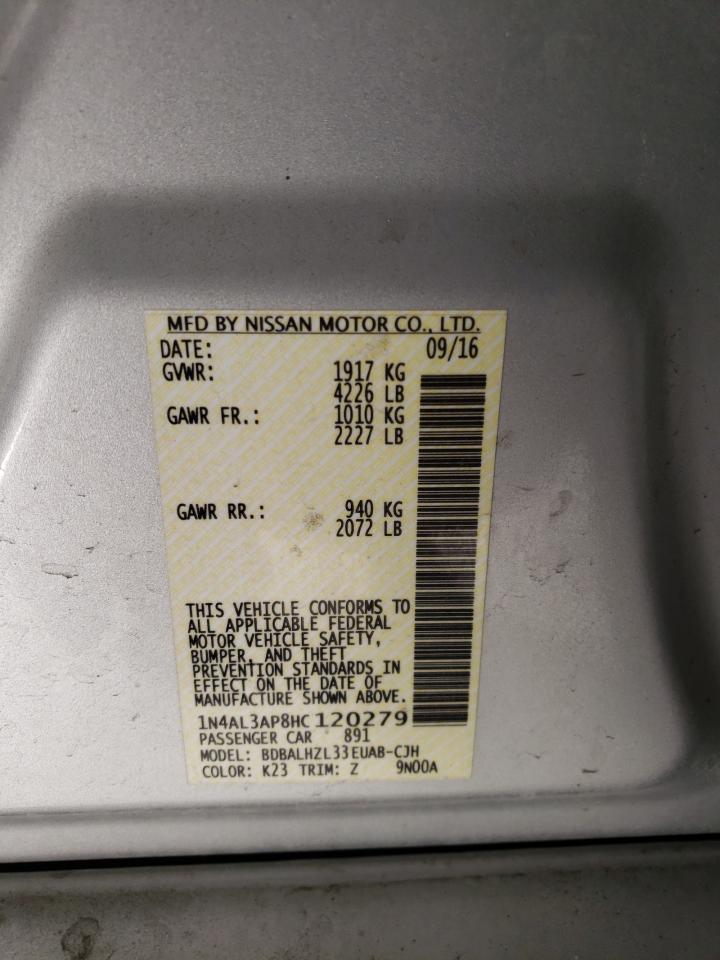 2017 Nissan Altima VIN 1N4AL3AP8HC120279 Copart auction photo, rear end damage thumbnail 12