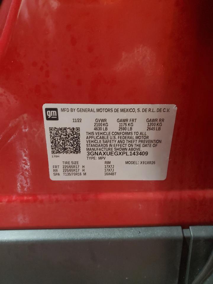 2023 Chevrolet Equinox VIN 3GNAXUEGXPL143409 Copart auction photo, front end damage thumbnail 14