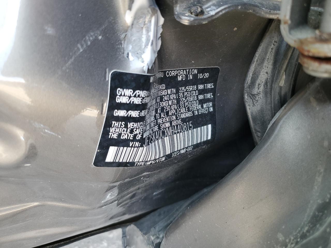 2021 Subaru Forester VIN JF2SKAUCXMH440815 Copart auction photo, side damage thumbnail 15