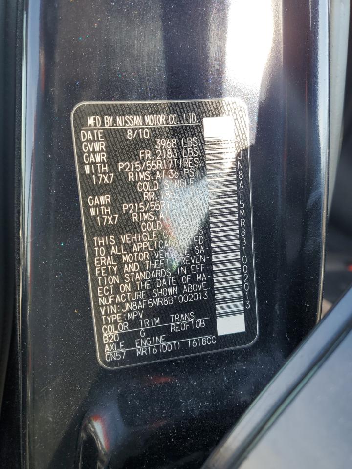 2011 Nissan Juke VIN JN8AF5MR8BT002013 Copart auction photo, side damage thumbnail 12