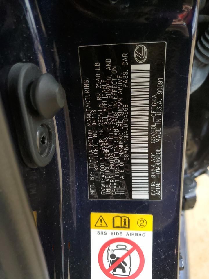 2018 Lexus ES VIN 58ABK1GG4JU104968 Copart auction photo, side / rear end damage thumbnail 12