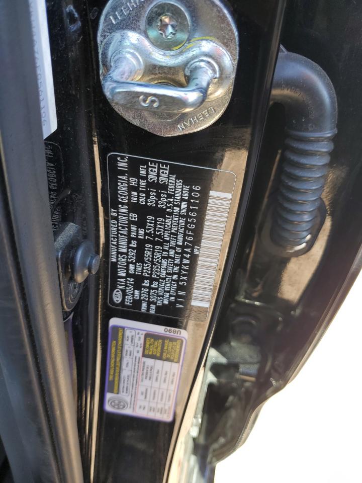 2015 KIA Sorento VIN 5XYKW4A76FG561106 Copart auction photo, side / rear end damage thumbnail 14
