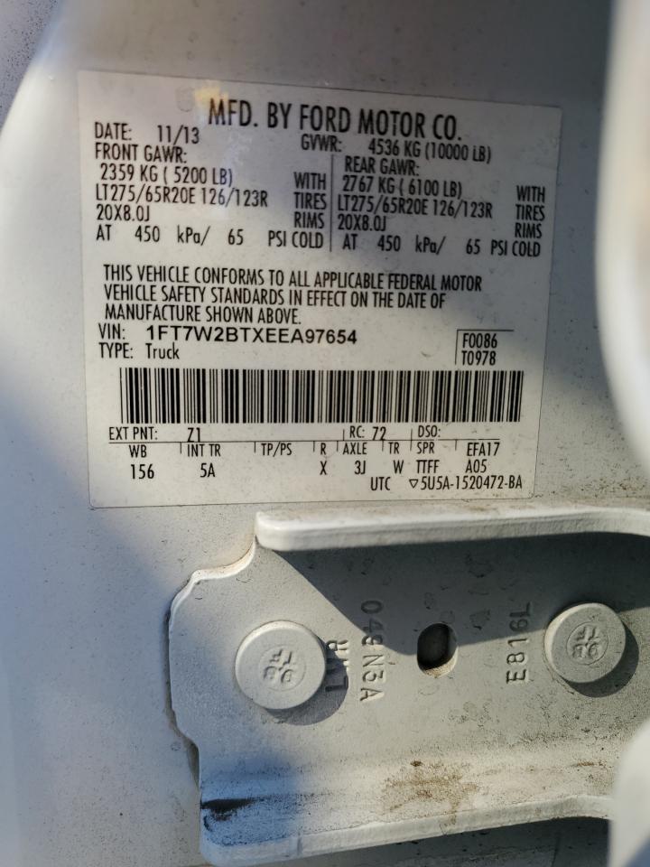 2014 Ford F250 VIN 1FT7W2BTXEEA97654 Copart auction photo, side damage thumbnail 13