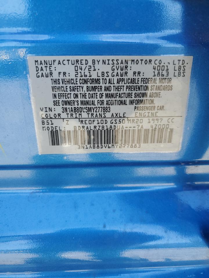 2021 Nissan Sentra VIN 3N1AB8DV6MY277883 Copart auction photo, side / rear end damage thumbnail 14