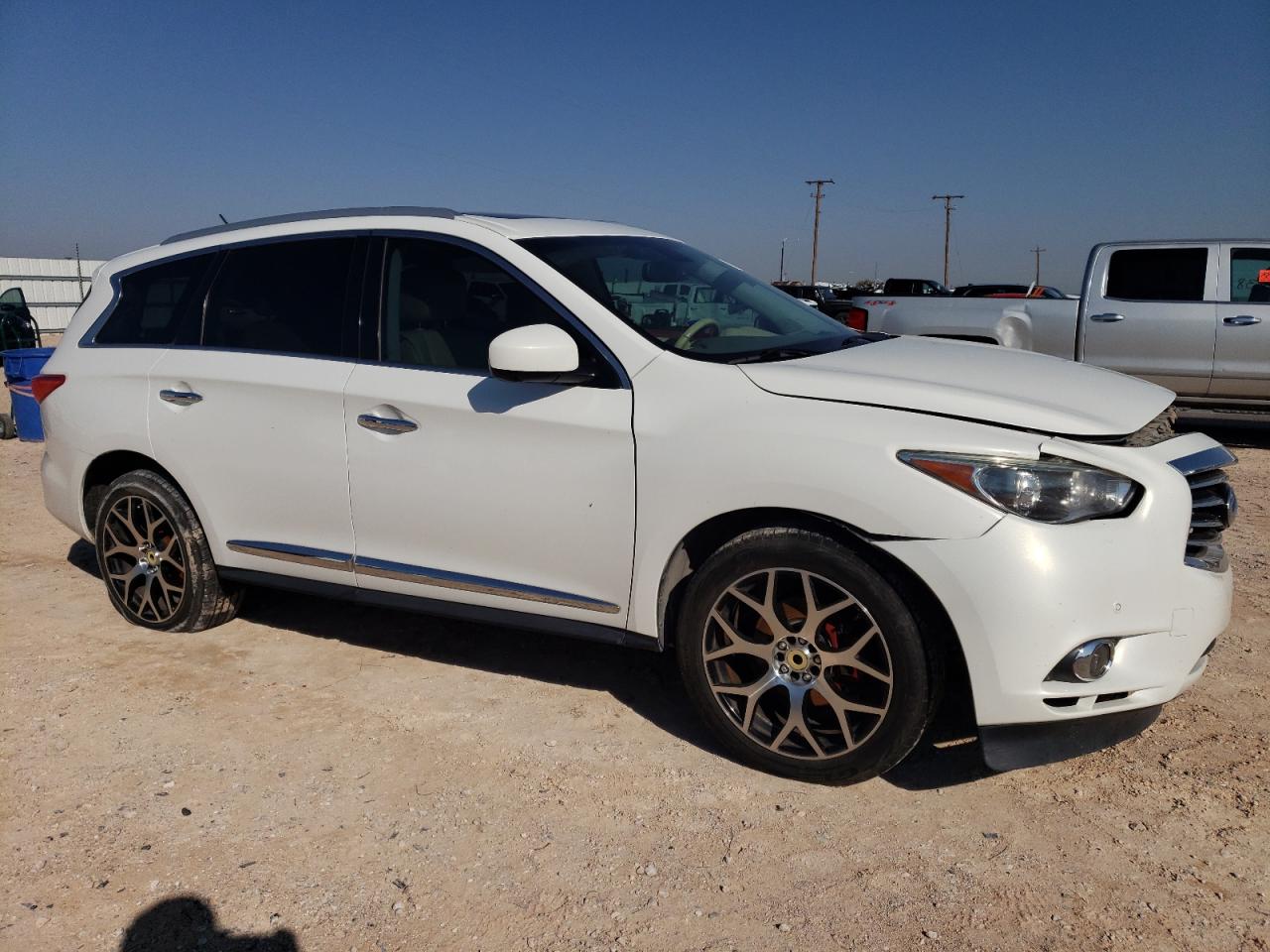 2013 Infiniti JX VIN 5N1AL0MM5DC351818 Copart auction photo, front end / undercarriage damage thumbnail 4