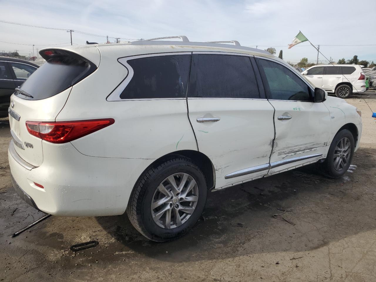 2014 Infiniti QX60 VIN 5N1AL0MM4EC531258 Copart auction photo, side damage thumbnail 3