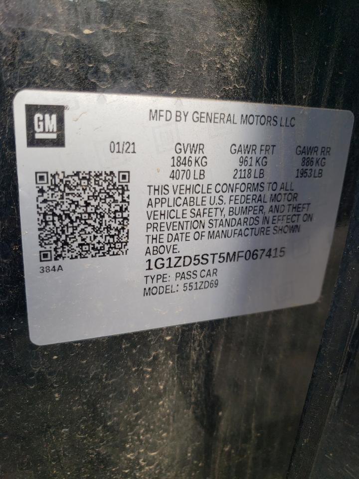 2021 Chevrolet Malibu VIN 1G1ZD5ST5MF067415 Copart auction photo, front end damage thumbnail 15