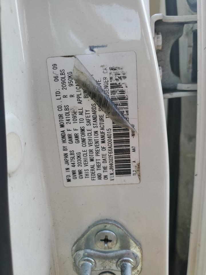2010 Acura TSX VIN JH4CU2F6XAC004015 Copart auction photo, front end damage thumbnail 15