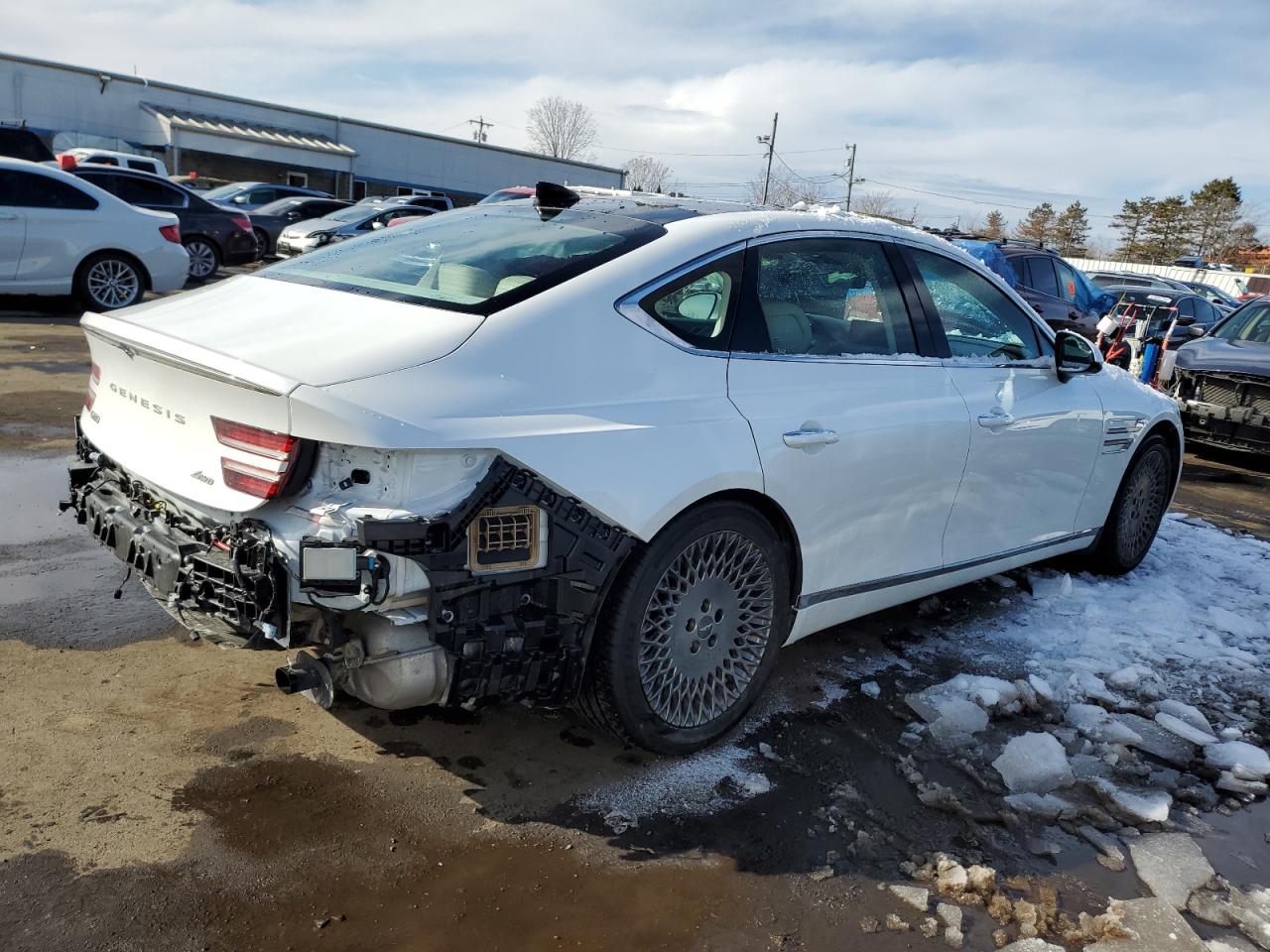 2022 Genesis G80 VIN KMTGB4SC3NU092276 Copart auction photo, rear end damage thumbnail 3