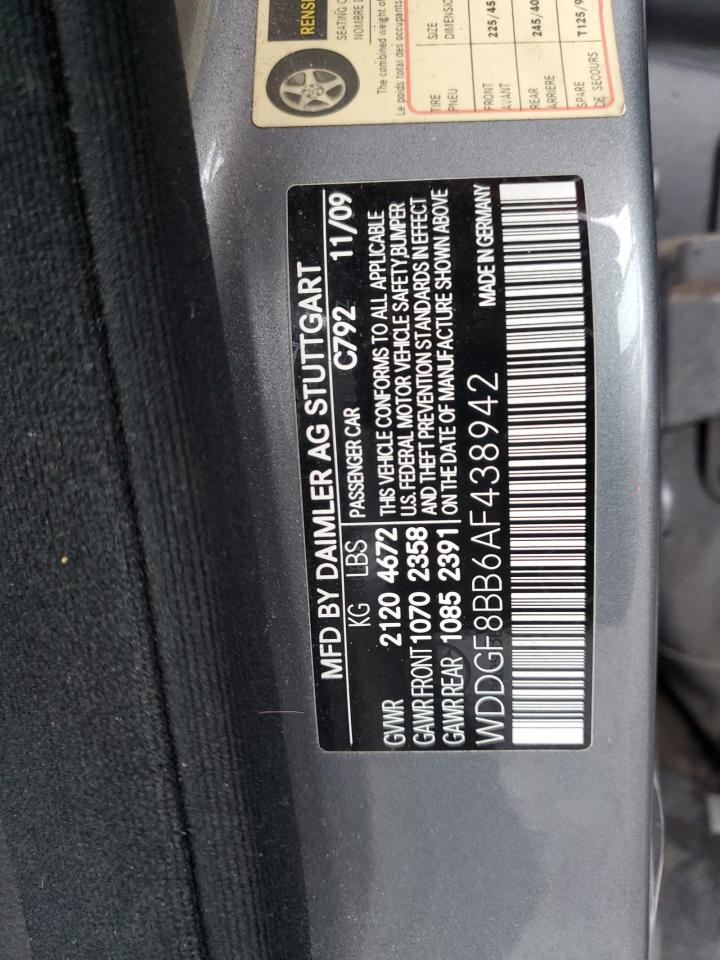 2010 Mercedes-Benz C-klasse VIN WDDGF8BB6AF438942 Copart auction photo, all over damage thumbnail 12