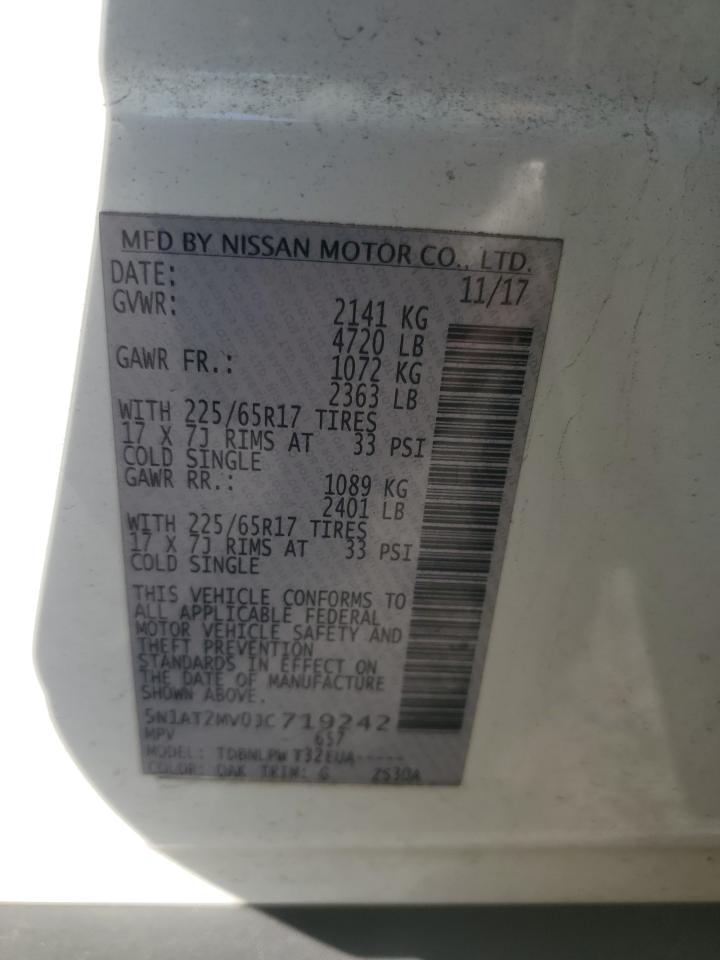 2018 Nissan Rogue VIN 5N1AT2MV0JC719242 Copart auction photo, mechanical / minor dent/scratches damage thumbnail 13