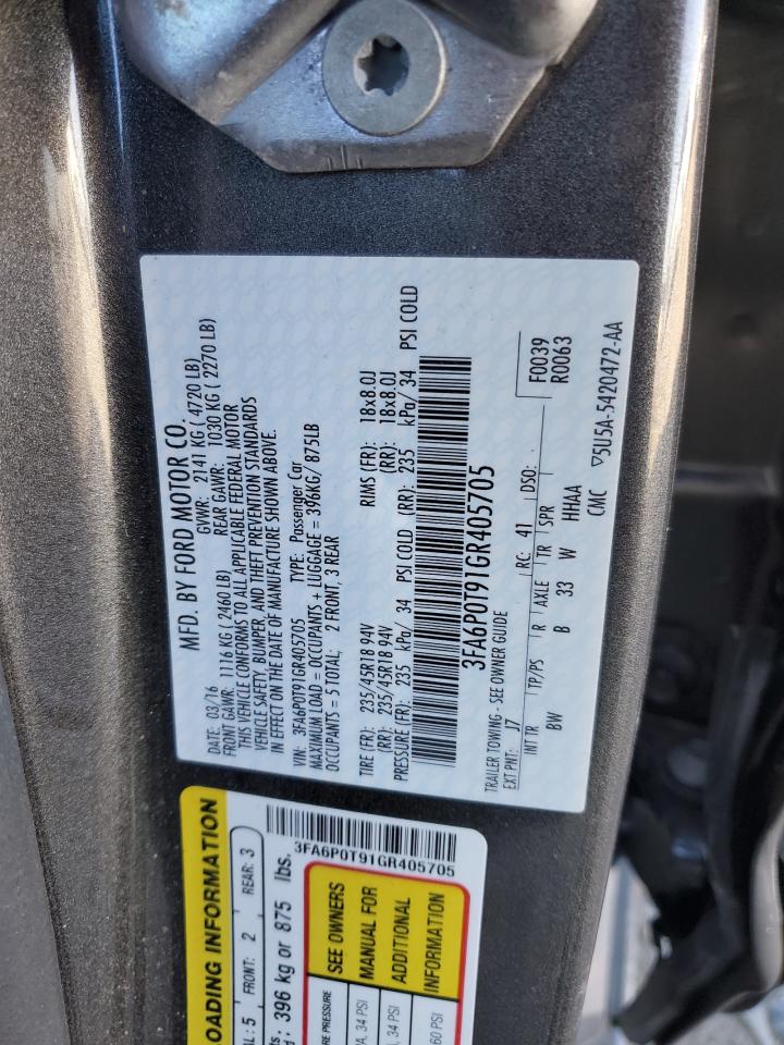 2016 Ford Fusion VIN 3FA6P0T91GR405705 Copart auction photo, all over damage thumbnail 12