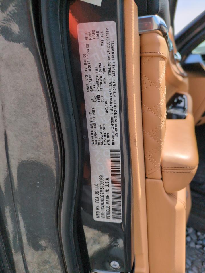 2021 Jeep Grand Cherokee VIN 1C4RJKEG7M8199089 Copart auction photo, side damage thumbnail 13