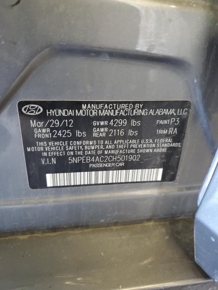 2012 Hyundai Sonata VIN 5NPEB4AC2CH501902 Copart auction photo, front end damage thumbnail 13