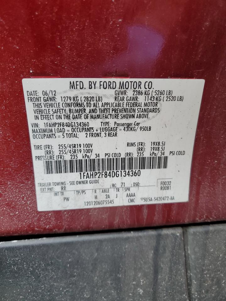 2013 Ford Taurus VIN 1FAHP2F84DG134360 Copart auction photo, front end damage thumbnail 14