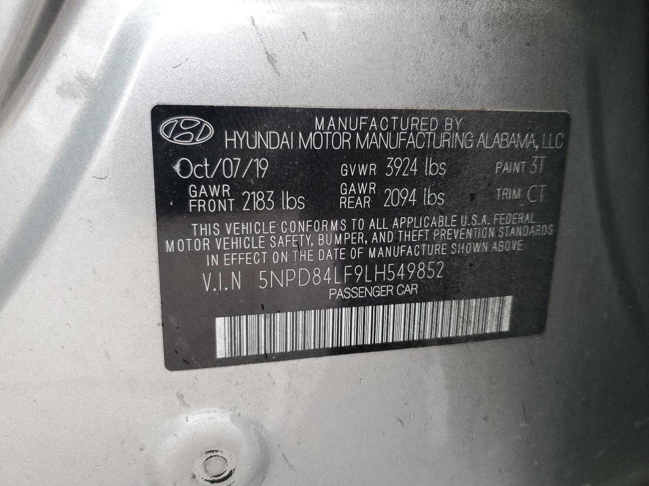 2020 Hyundai Elantra VIN 5NPD84LF9LH549852 Copart auction photo, front end damage thumbnail 12