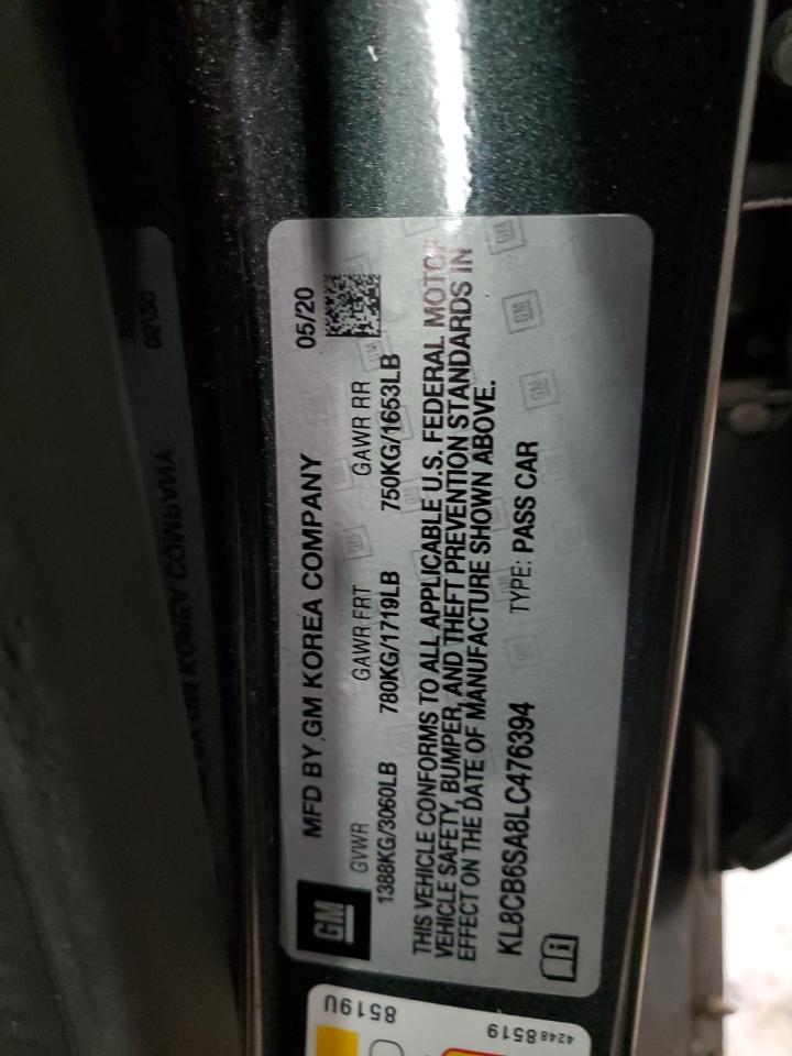 2020 Chevrolet Spark VIN KL8CB6SA8LC476394 Copart auction photo, front end damage thumbnail 12