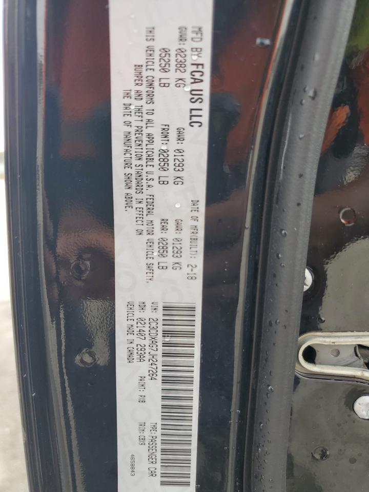 2018 Dodge Charger VIN 2C3CDXAG7JH247264 Copart auction photo, front end / side damage thumbnail 12