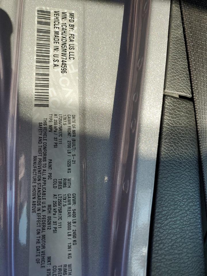 2021 Jeep Wrangler VIN 1C4HJXDN5MW744596 Copart auction photo, undercarriage damage thumbnail 15