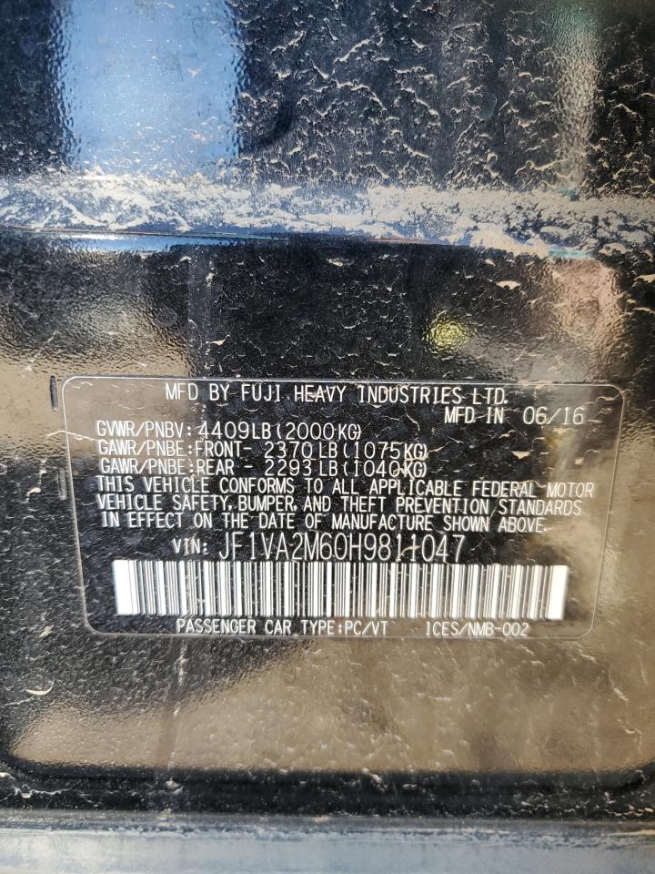 2017 Subaru WRX VIN JF1VA2M60H9811047 Copart auction photo, front end / rear end damage thumbnail 13