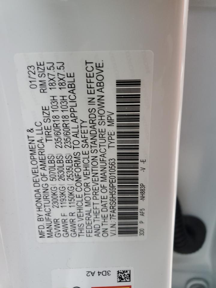 2023 Honda CR-V VIN 7FARS6H59PE010563 Copart auction photo, side / front end damage thumbnail 13