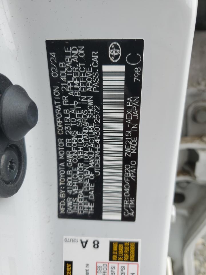 2024 Toyota Corolla VIN JTDBDMHE4R3012572 Copart auction photo, mechanical damage thumbnail 14
