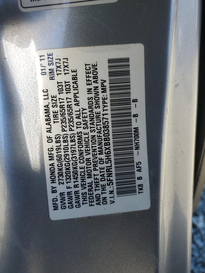 2011 Honda Odyssey VIN 5FNRL5H6XBB038571 Copart auction photo, front end damage thumbnail 15