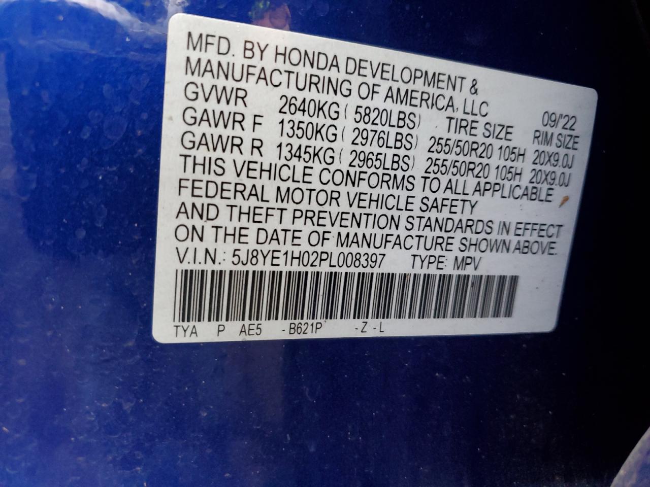 2023 Acura MDX VIN 5J8YE1H02PL008397 Copart auction photo, front end damage thumbnail 15