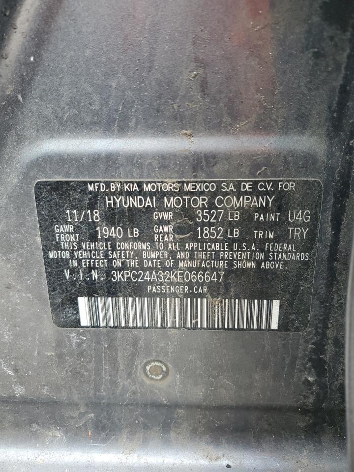 2019 Hyundai Accent VIN 3KPC24A32KE066647 Copart auction photo, front end / undercarriage damage thumbnail 13