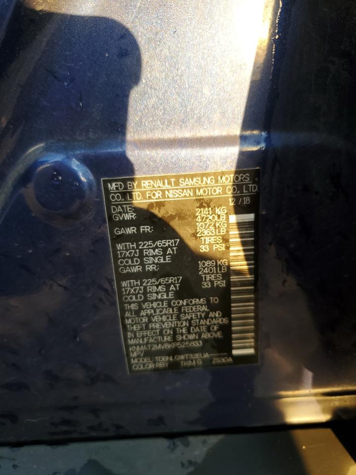 2019 Nissan Rogue VIN KNMAT2MV8KP525833 Copart auction photo, front end damage thumbnail 14