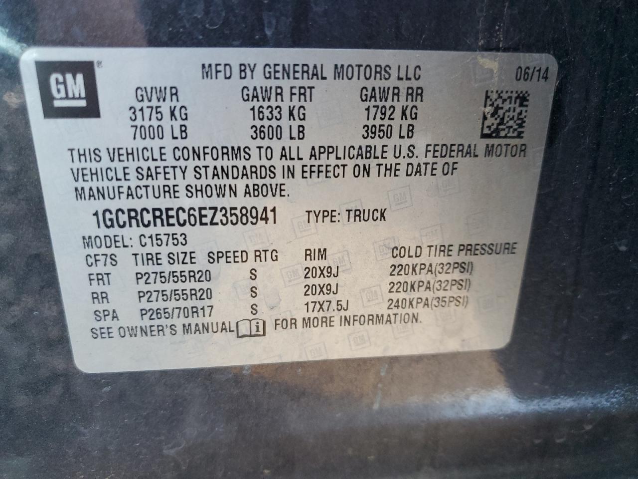 2014 Chevrolet Silverado VIN 1GCRCREC6EZ358941 Copart auction photo, all over damage thumbnail 12
