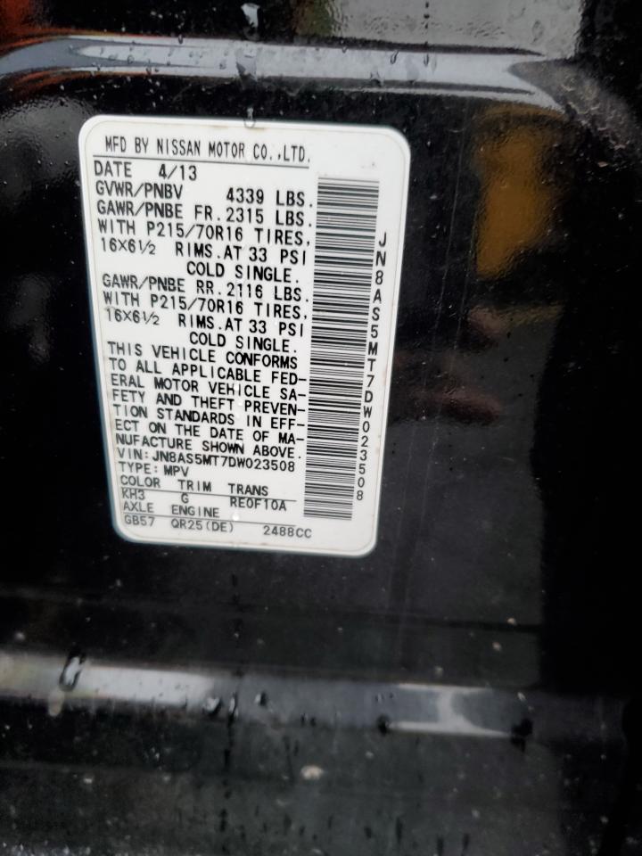 2013 Nissan Rogue VIN JN8AS5MT7DW023508 Copart auction photo, normal wear damage thumbnail 13
