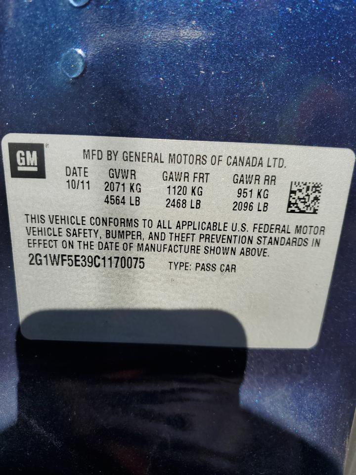 2012 Chevrolet Impala VIN 2G1WF5E39C1170075 Copart auction photo, rear end damage thumbnail 12