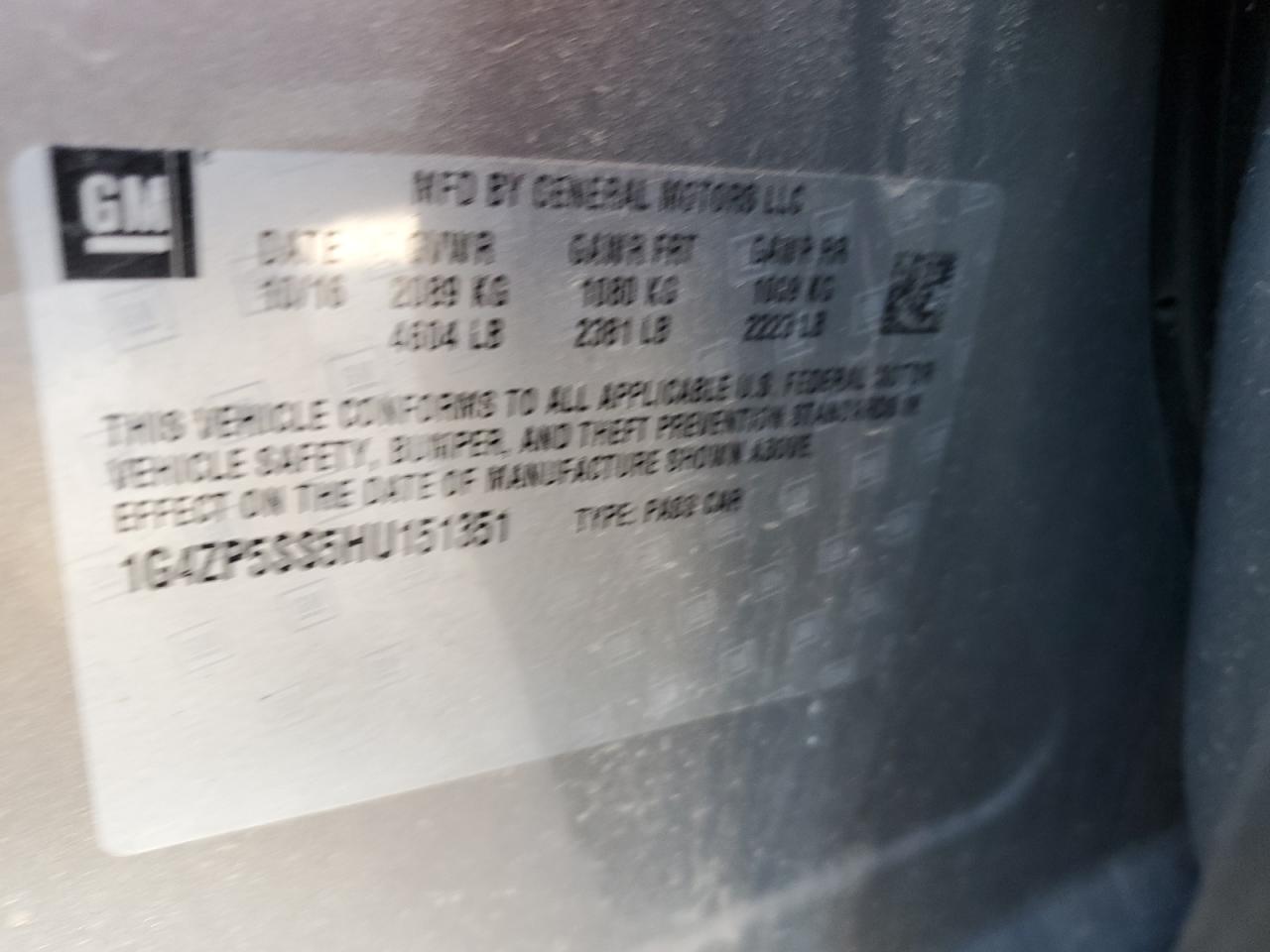 2017 Buick LaCrosse VIN 1G4ZP5SS5HU151351 Copart auction photo, front end damage thumbnail 12