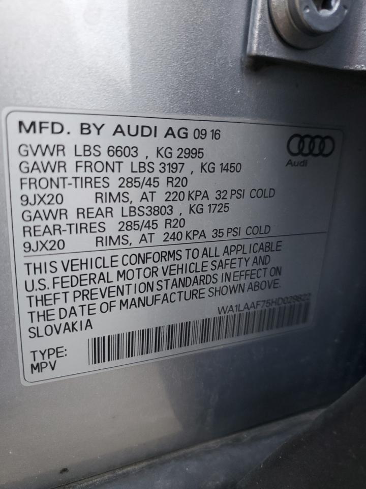 2017 Audi Q7 VIN WA1LAAF75HD029822 Copart auction photo, front end damage thumbnail 14