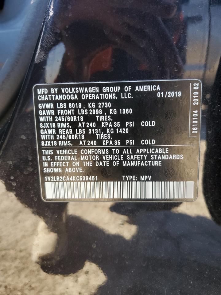 2019 Volkswagen Atlas VIN 1V2LR2CA4KC539451 Copart auction photo, front end damage thumbnail 13