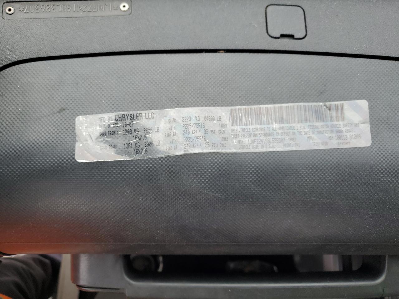 2008 Jeep Wrangler VIN 1J4FZ24168L526507 Copart auction photo, front end / rear end damage thumbnail 13