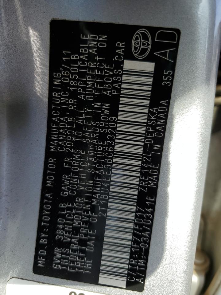2011 Toyota Corolla VIN 2T1BU4EE9BC633209 Copart auction photo, front end damage thumbnail 14