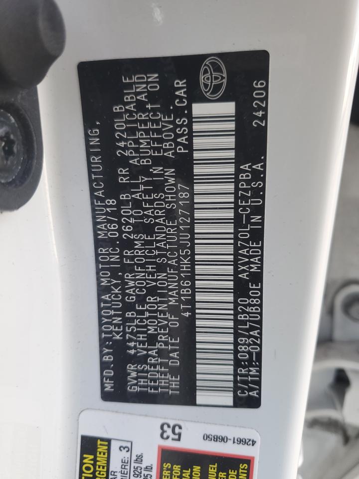 2018 Toyota Camry VIN 4T1B61HK5JU127187 Copart auction photo, side / minor dent/scratches damage thumbnail 12