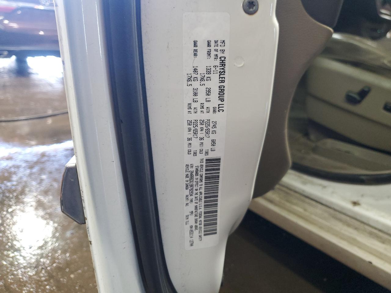 2011 Chrysler Town & Country VIN 2A4RR6DG1BR782934 Copart auction photo, rear end / side damage thumbnail 12