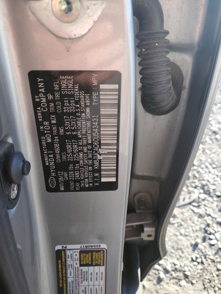 2012 Hyundai Tucson VIN KM8JUCAC6CU543431 Copart auction photo, water/flood damage thumbnail 12