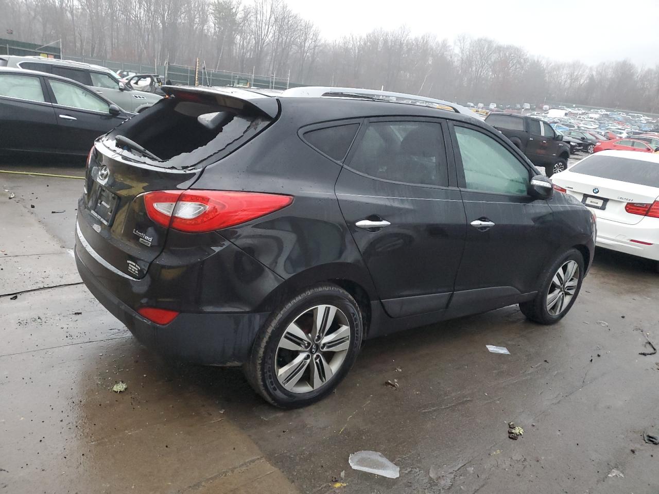 2014 Hyundai Tucson VIN KM8JUCAG9EU923837 Copart auction photo, top/roof damage thumbnail 3